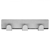Cuier Metalic Autocolant, 11cm, Capacitate 3kg, 3 Spații