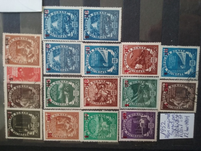 1952-Pl. cin.- supr.- C. set+P.A.-17 buc Mi.1354x,1354y,1361x=stamp.-14 buc.=MNH