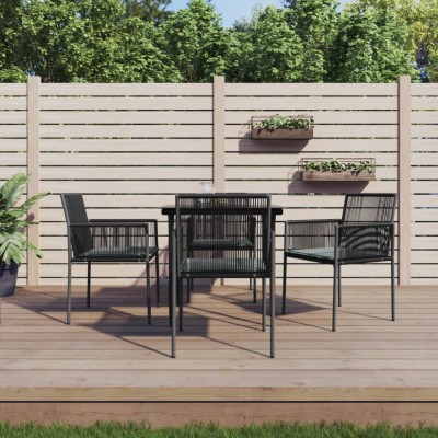 vidaXL Set mobilier grădină cu perne, 5 piese, negru, poliratan &amp;amp; oțel 3187066 foto