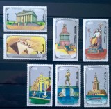 Mongolia 1990 faruri, piramide,arhitectura, cele 7 minuni ale lumi, serie 7v nestampilata