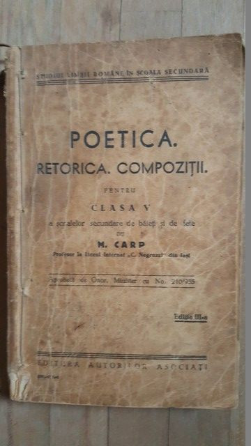 Poetica. Retorica. Compozitii pentru clasa V- M.Carp