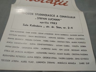 PLIANT INSTITUTUL DE ARTE PLASTICE NICOLAE GRIGORESCU APRILIE 1983 foto