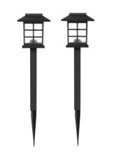 Set 2 Lampa solara Led pentru gradina, Tip felinar, Alb cald