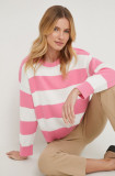 Cumpara ieftin United Colors of Benetton pulover de bumbac culoarea roz