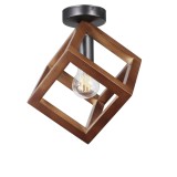 Plafoniera Klausen Rhombus PL1 Nuc, Design Modern Lemn Metal, 24x22x22 cm, Dulie E27, Iluminat Interior Elegant pentru Dormitor sau Hol Relaxant