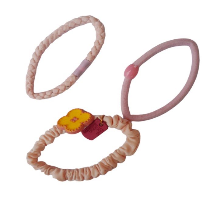 Set 3 elastice de par, 8 cm, Roz, 7BJ