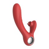 Vibrator rabbit ROUGE VELVET Aura, pentru clitoris și punctul G, cu simulare sex oral, 10 funcții de vibrații ultra-puternice, roșu