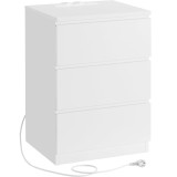 VASAGLE Noptiera cu 3 sertare, din PAL, cu 2 prize si 2 porturi USB, 40x35x59 cm, alb Household NewTrend