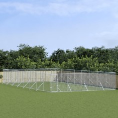vidaXL Padoc de exterior pentru c&acirc;ini argintiu 8x16x2m oțel galvanizat