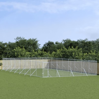 Padoc de exterior pentru c&amp;acirc;ini argintiu 8x16x2m oțel galvanizat foto