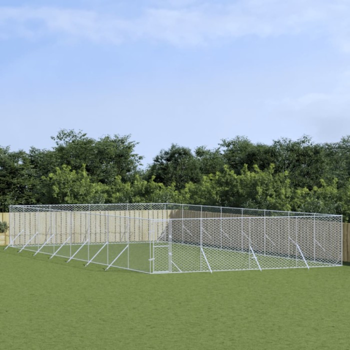 Padoc de exterior pentru c&acirc;ini argintiu 8x16x2m oțel galvanizat