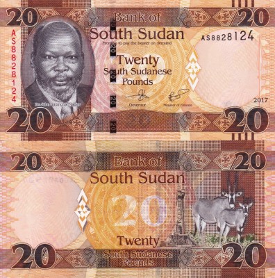 SUDANUL DE SUD 20 pounds 2017 UNC!!! foto