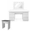 Masa de toaleta/machiaj, Vanessa + taburet, alb, cu oglinda si LED-uri, 130x43x143 cm, Artool