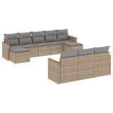 Cumpara ieftin Set canapele de gradina, 10 piese, cu perne, bej, poliratan