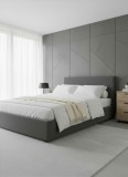 Pat Star 160x200 cm Lada Depozitare Tapitat Catifea Gri (cod G28-19)