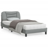 VidaXL Cadru de pat cu tăblie, gri deschis, 90x200 cm, textil
