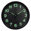 Ceas de Perete, Glow in the Dark, 20cm, Cifre și Indicatori Fosforescenți, Culoare Negru, Oem