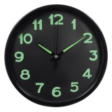 Ceas de Perete, Glow in the Dark, 20cm, Cifre și Indicatori Fosforescenți, Culoare Negru, Oem