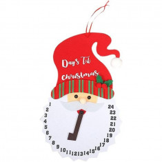 Decoratiune de Craciun Flippy, Advent calendar, numara zilele pana la Craciun, model Mos Craciun, material poliester, 37 x 22 cm, rosu
