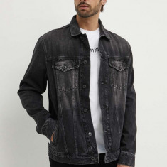 Pepe Jeans geaca jeans RELAXED JACKET barbati, culoarea negru, de tranzitie, PM402972XH7