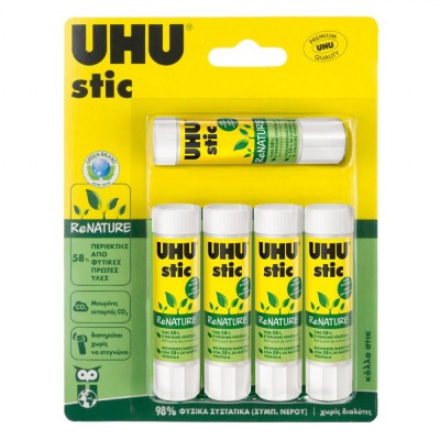 Set Lipici Stick, UHU, ReNature, Capacitate 8.2g, 5 Bucăți, Fără Solvent foto
