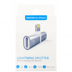 Cablu adaptor Lightning Splitter Grey, AM+