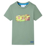 Tricou pentru copii cu m&acirc;neci scurte, kaki, 128, vidaXL