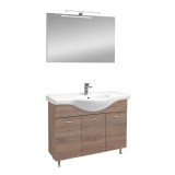 Set Mobilier Baie Leziter Ruben Prime 105 cu Lavoar Ceramic, Oglinda 105x80cm, Corp 53cm Latime, Preasamblat