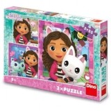 Puzzle 3 in 1 - Gabby si prietenii (3 x 55 piese)