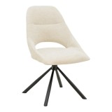Cumpara ieftin Scaun Luciano crem cu picioare din metal negru rotativ 46x62x80 cm