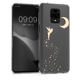 Husa Kwmobile pentru Xiaomi Redmi Note 9S/Redmi Note 9 Pro/Redmi Note 9 Pro Max, Silicon, Transparent/Auriu, 52149.10, Carcasa