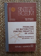 PROBLEME DE MATEMATICA PENTRU TREAPTA I DE LICEU. FUNCTIA POLINOMIALA DE GRADUL I SI II-ION MITRACHE, ION G