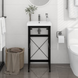 Cumpara ieftin Cadru chiuvetă de baie, negru, 40x38x83 cm, fier