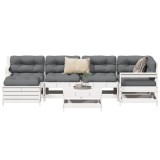 Gossi set canapea de gradina, 7 piese, alb, lemn masiv de pin