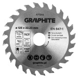 Disc fierastrau circular HM Graphite 125 x 22,23 mm, 24 dinti pentru lemn