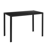 Masa de Bucatarie sau Living cu Blat din Sticla si Cadru Metalic, Culoare Negru, Dimensiuni 105x60x75 cm