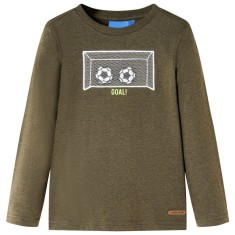 Tricou m&acirc;neci lungi de copii, kaki melanj, 128