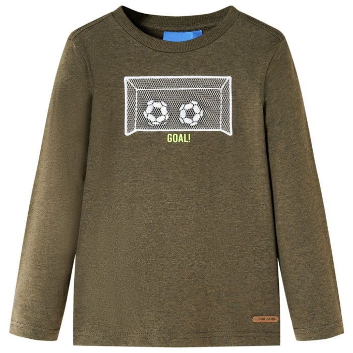 Tricou m&acirc;neci lungi de copii, kaki melanj, 128