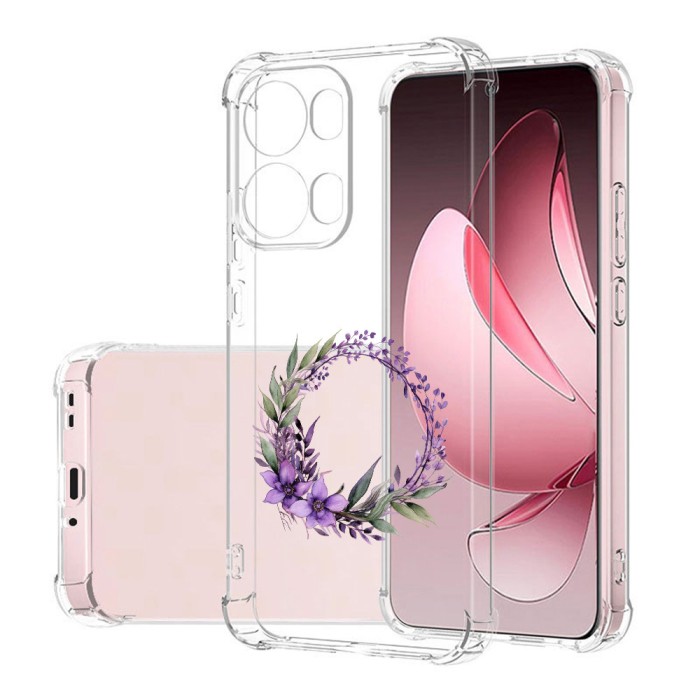 Husa antisoc pentru oppo reno13 pro, airbag, pink wreath 10, clear