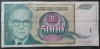 Bancnota 5000 DINARI / DINARA - YUGOSLAVIA, anul 1992 *cod 909