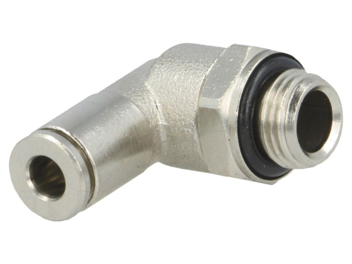 Conector push-in 90&deg; alamă nichelată