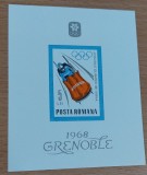 Romania 1968 - Serie cu vinieta si colita J.O. de Iarna Grenoble (doua poze) MNH