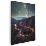 Tablou drum serpuitor noaptea, albastru 2035 Tablou canvas pe panza CU RAMA 50x70 cm