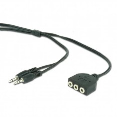 CABLU audio GEMBIRD Splitter stereo (2 x 3.5 mm jack T la 3 x 3.5 mm jack M; permite conectarea boxelor si castilor in acelasi timp) 1m negru &amp;amp;quot;CC foto