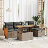 VidaXL Set mobilier grădină cu perne, 6 piese, gri, poliratan