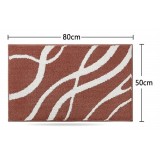 Covoras de baie Dexi, 50 x 80 cm, microfibra, alb, rosu inchis