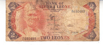 M1 - Bancnota foarte veche - Sierra Leone - 2 leones - 1983 foto