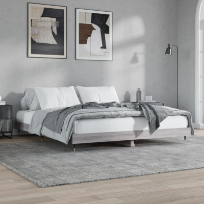 vidaXL Cadru de pat, gri sonoma, 140x200 cm, lemn prelucrat foto