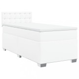 Cumpara ieftin Pat box spring cu saltea, alb, 80x200 cm, piele ecologica