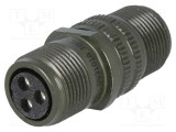 Conector circular 3 pini mamă AMPHENOL pentru lipire, 13A, 500V, MS/DS